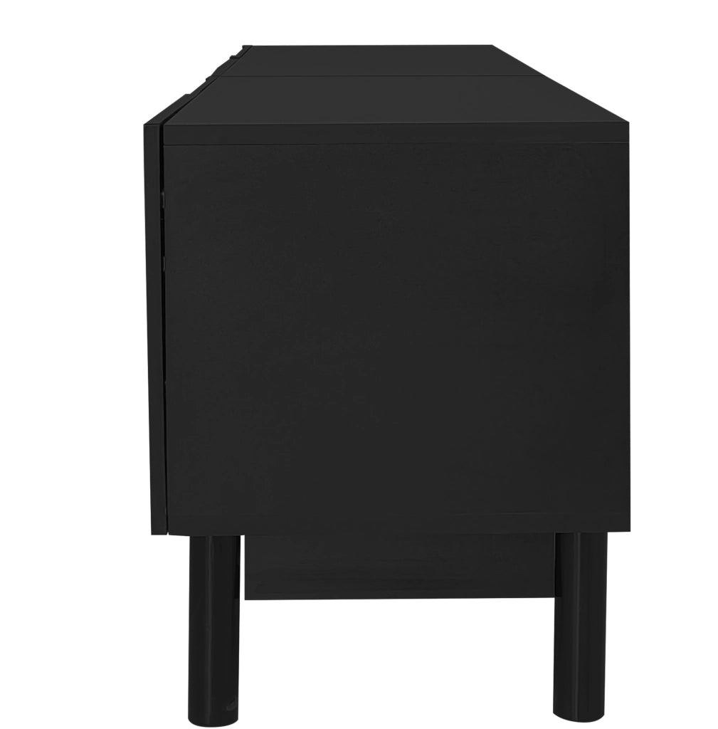 Mobile TV nero a 4 ante con ripiani, 169 x 34 x 45,5 cm