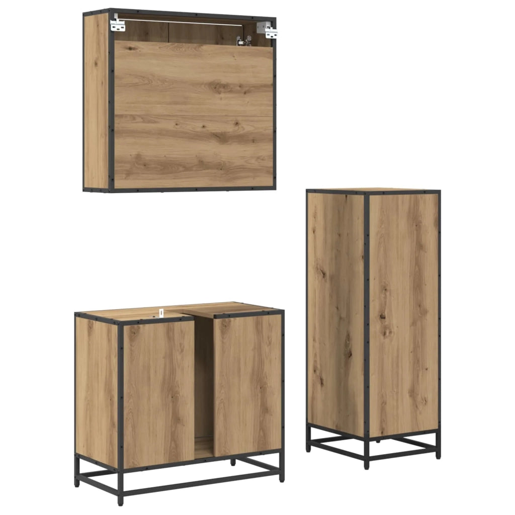 Set di mobili per il bagno con porta 3 pcs Rovere artigianale 3402333