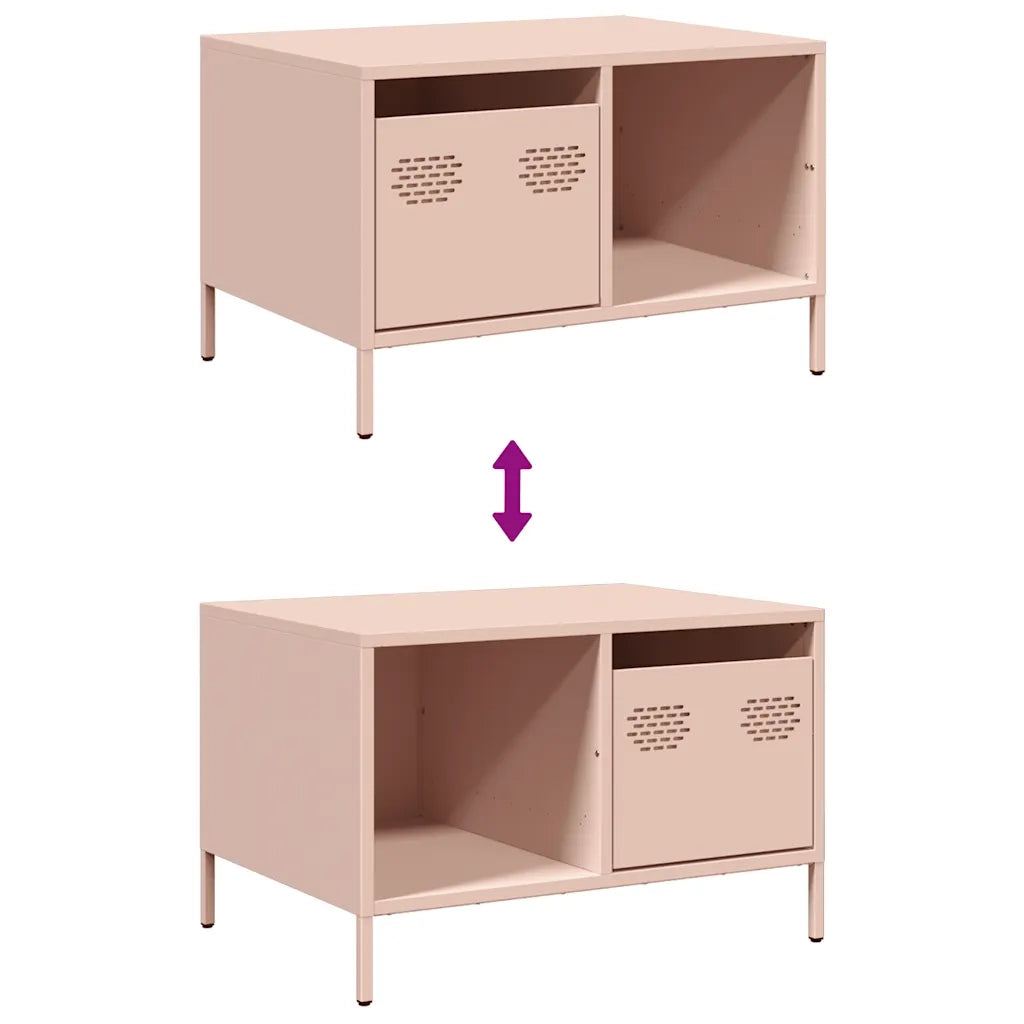 Tavolino Rosa 68,5x50x43,5 cm in Acciaio Laminato a Freddo