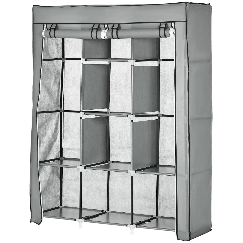 Armadio Pieghevole in Tela con Ripiani e Appendiabiti per Camera da Letto ¨C zephmum ¨C Grigio 125x43x162,5 cm