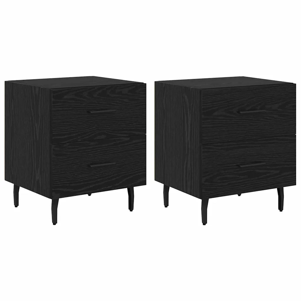Armadio da Notte 2 pcs Rovere Nero 40 x 35 x 47,5 cm