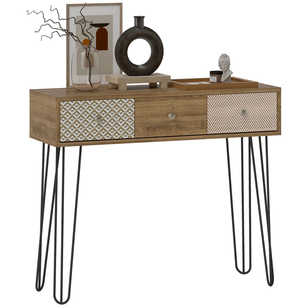 Console con 3 cassetti ¨C zephmum ¨C 90x30x75 cm marrone