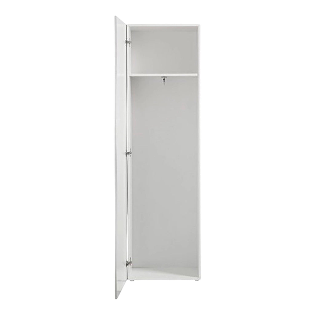 Armadio multiuso con linee Azalea, Made in Italy, Mobile moderno, Portascarpe con 1 anta e 1 ripiano, cm 63x40h187, colore Bianco lucido