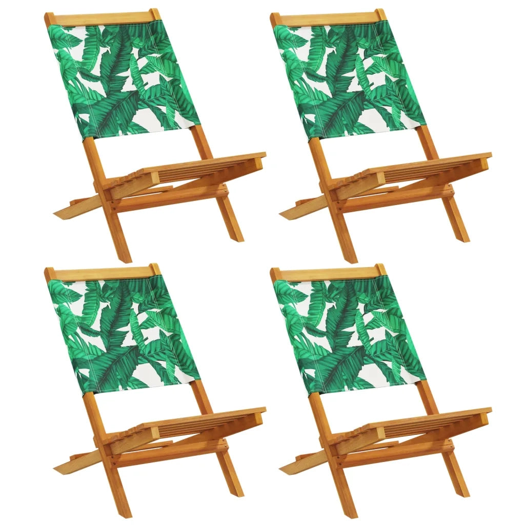 Sedie da Giardino Pieghevoli 4 pz | Sedie da Esterno Verde Tessuto e Legno Massello