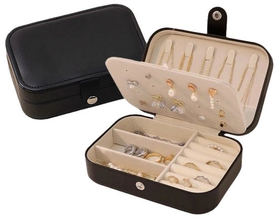 Organizzatore di Gioielli - Cassettino per Donne e Ragazze - Contenitore per Orecchini, Collane, Orologi e Anelli - Nero
