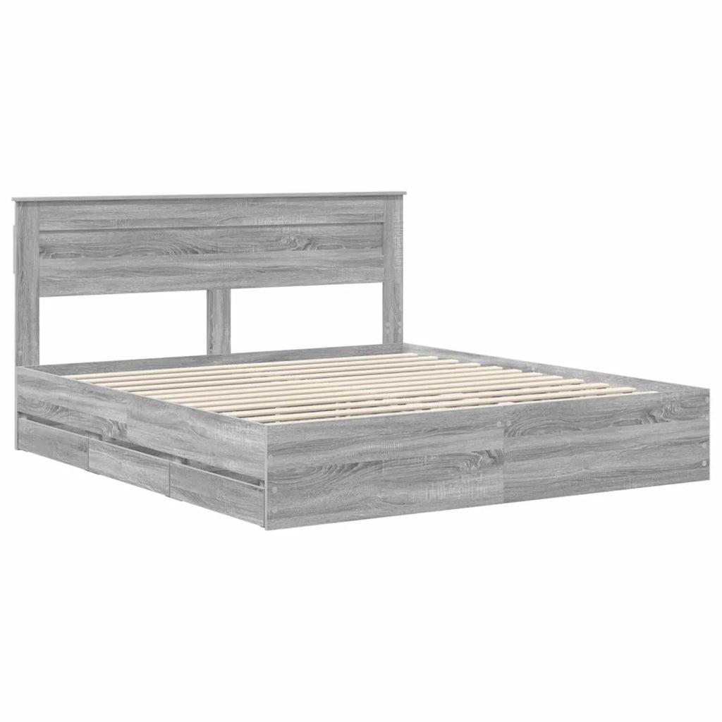 Struttura del letto con cassetto Grigio Sonoma 200 x 200 cm