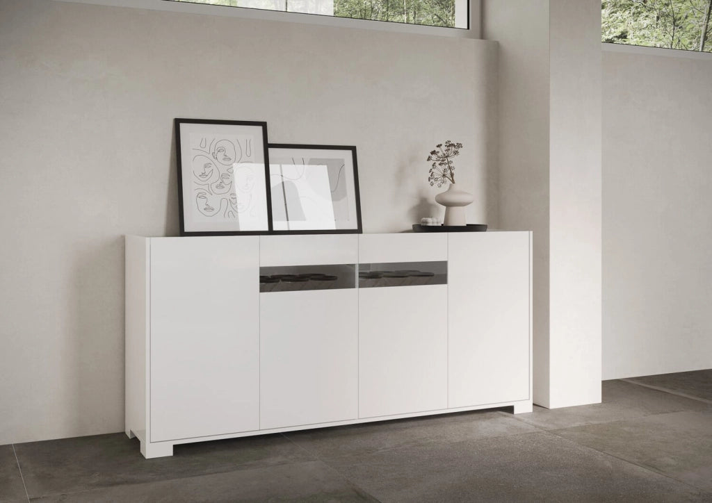 Madia 4 ante 174x40x81 cm bianco lucido - RIFLESSO