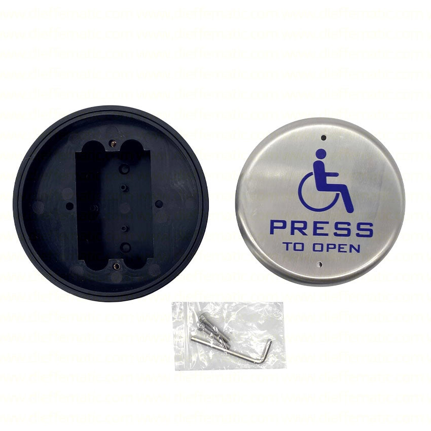 PULSANTE APERTURA DISABILI PORTE AUTOMATICHE ROTONDO IN ACCIAIO INOX COM, NO/NC