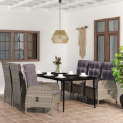 Set da Pranzo da Giardino 7 pz con Cuscini Grigio e Nero cod mxl 52000