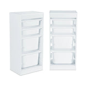 Set di 2 mobili per bambini con 4 contenitori, bianco