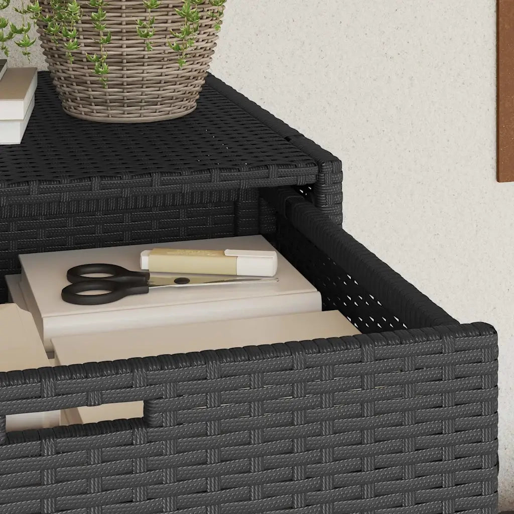 Armadietto Portaoggetti da Giardino Nero 55x55x111cm Polyrattan 365559