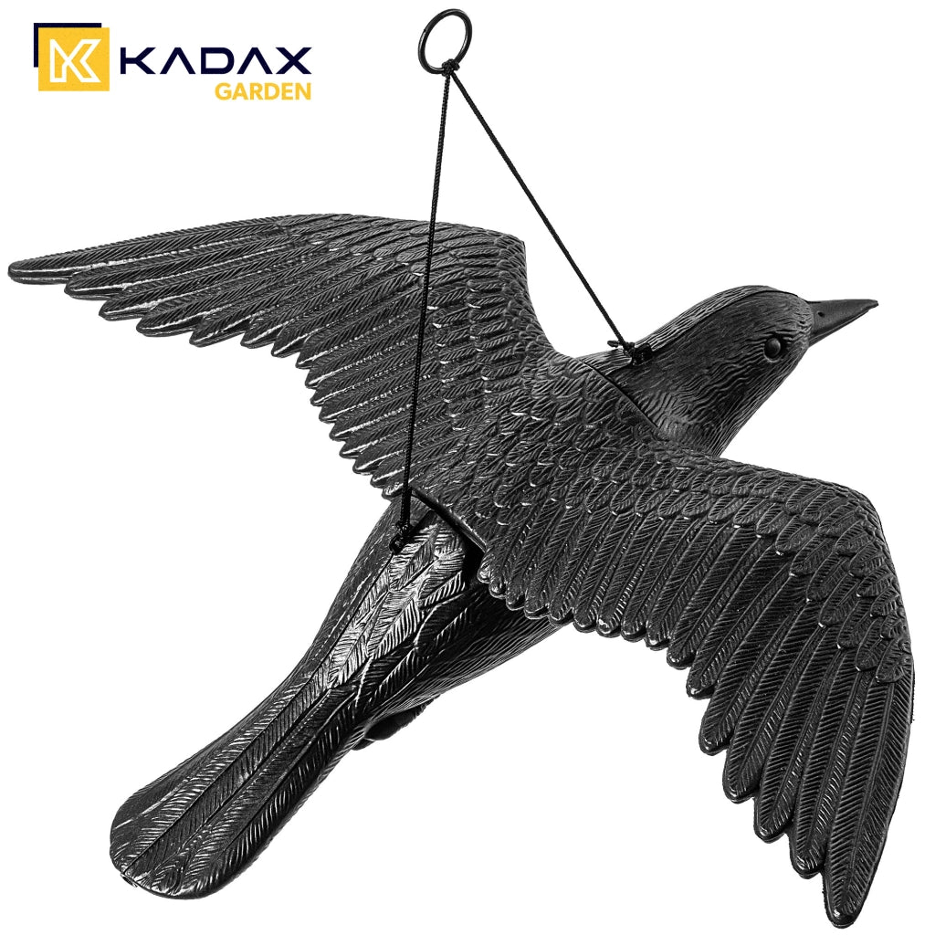 KADAX Grande spaventapasseri a forma di corvo per balconi, ideale per allontanare piccioni e storni in volo (56 cm)