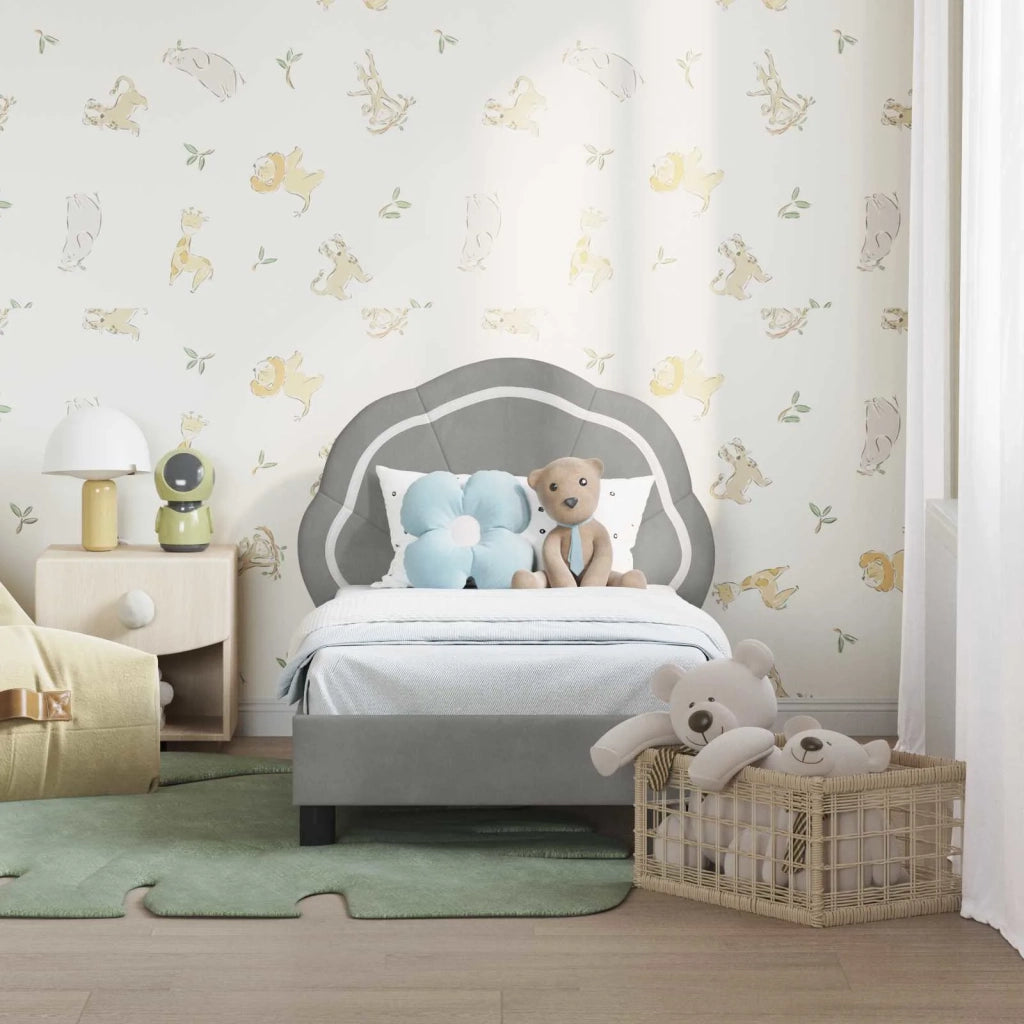 Letto singolo | Letto per adulti | Struttura letto per bambini con testata Grigio Chiaro Velluto
