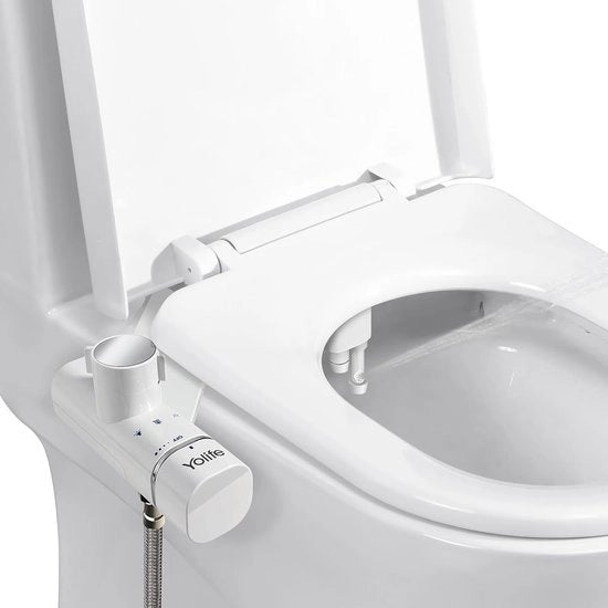 Bidet-opzetstuk per Toilet con Sprogetto Auto-Reinificante a Doppia Fontana e Regolazione della Pressione dell'Acqua