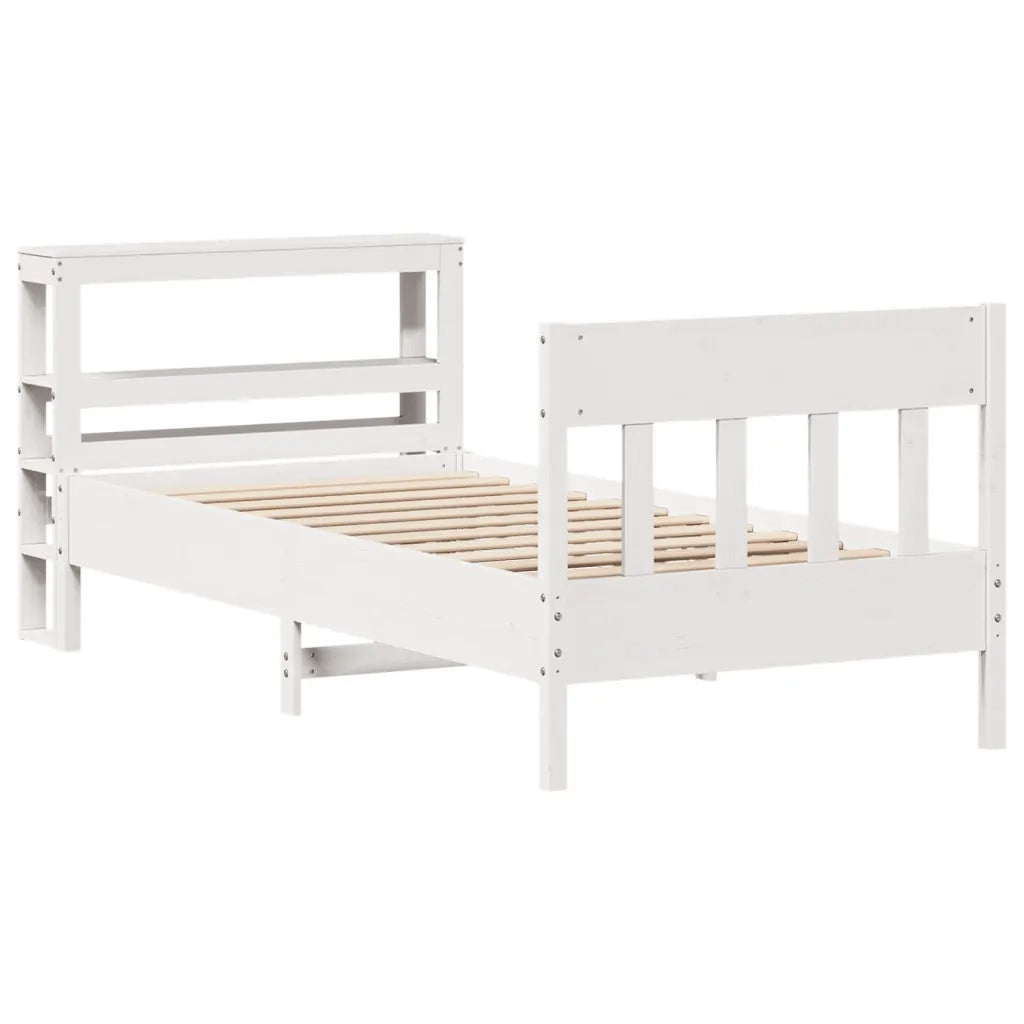 vidaXL Letto senza Materasso Bianco 75x190 in Legno Massello di Pino