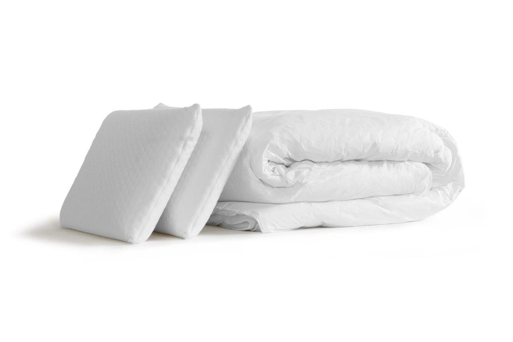Pacchetto letto completo - Materasso 140x200cm + Box spring con doghe (kit) + 2 cuscini + Piumino - Vital Power Zen