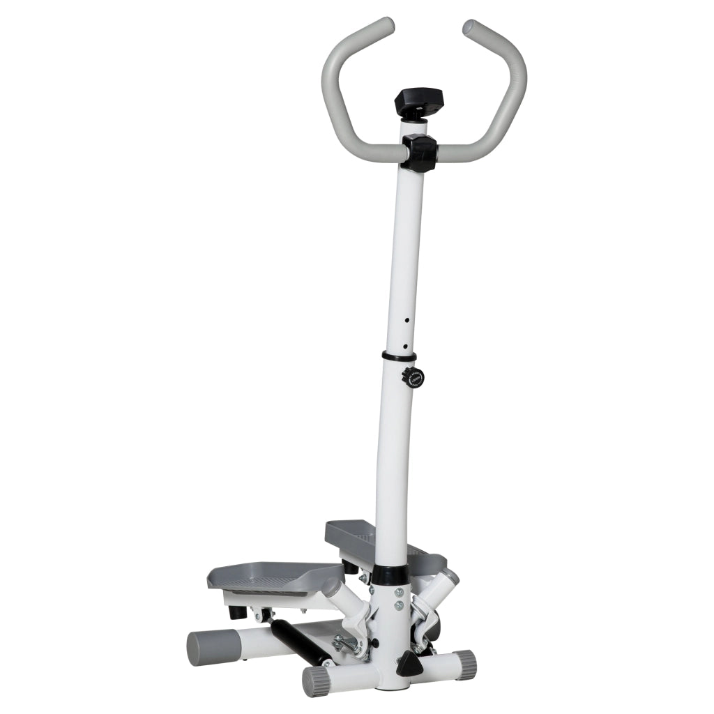 Stepper con Monitor LCD. Manubrio Regolabile ed Elastici. in Acciaio e ABS. Bianco e Grigio