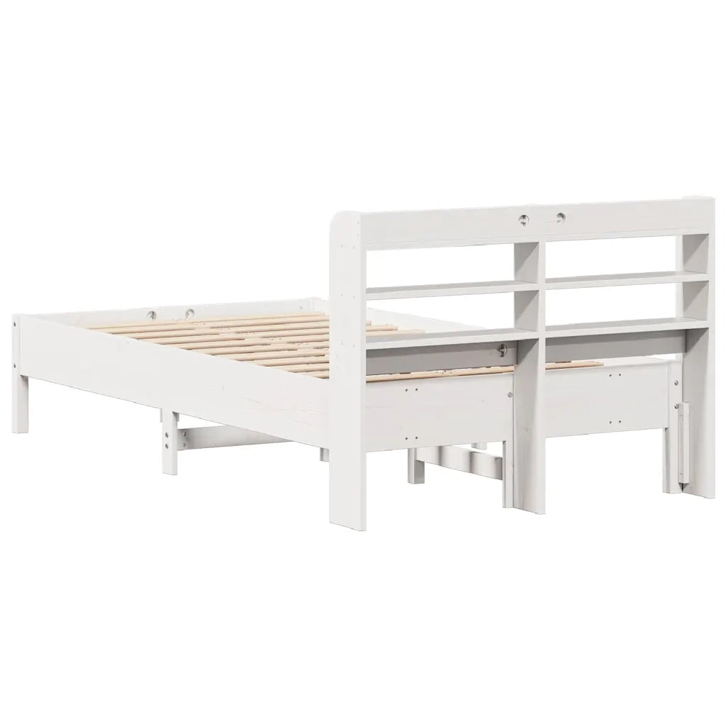 Letto senza Materasso Bianco 75x190 in Legno Massello di Pino