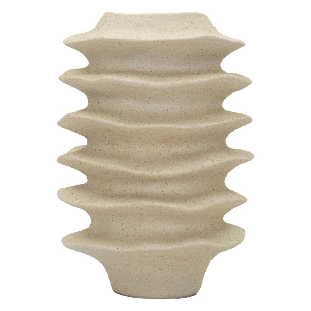 Vaso decorativo Japandi con motivo a fasce ondulate