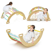 Dondolo ad arco 2 in 1 con morbido cuscino, Arco di arrampicata a doppia faccia per bambini di 1+ anni Colorato-Arrampicate e scivoli
