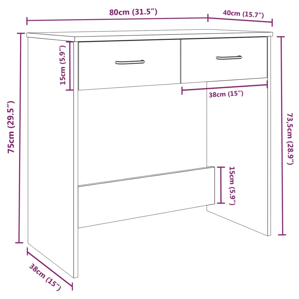 Scrivania-Scrivanie per ufficio e studio-Scrittoio Grigio Sonoma 80x40x75 cm in Legno Multistrato