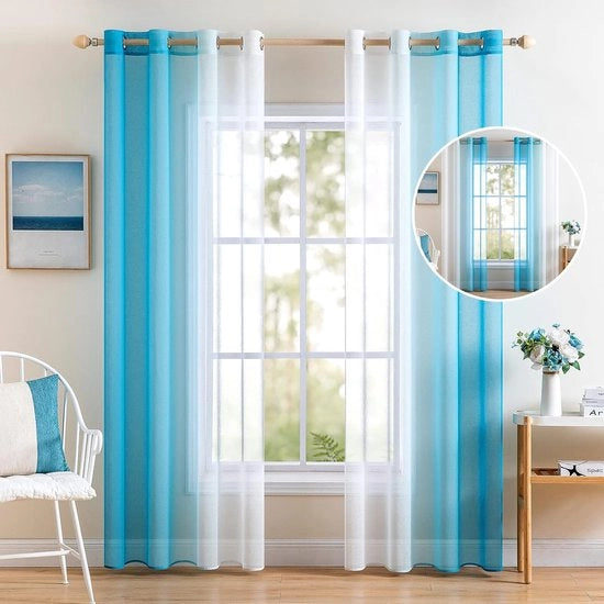 Set di 2 tende trasparenti con occhielli e effetto colorazione per camera da letto
