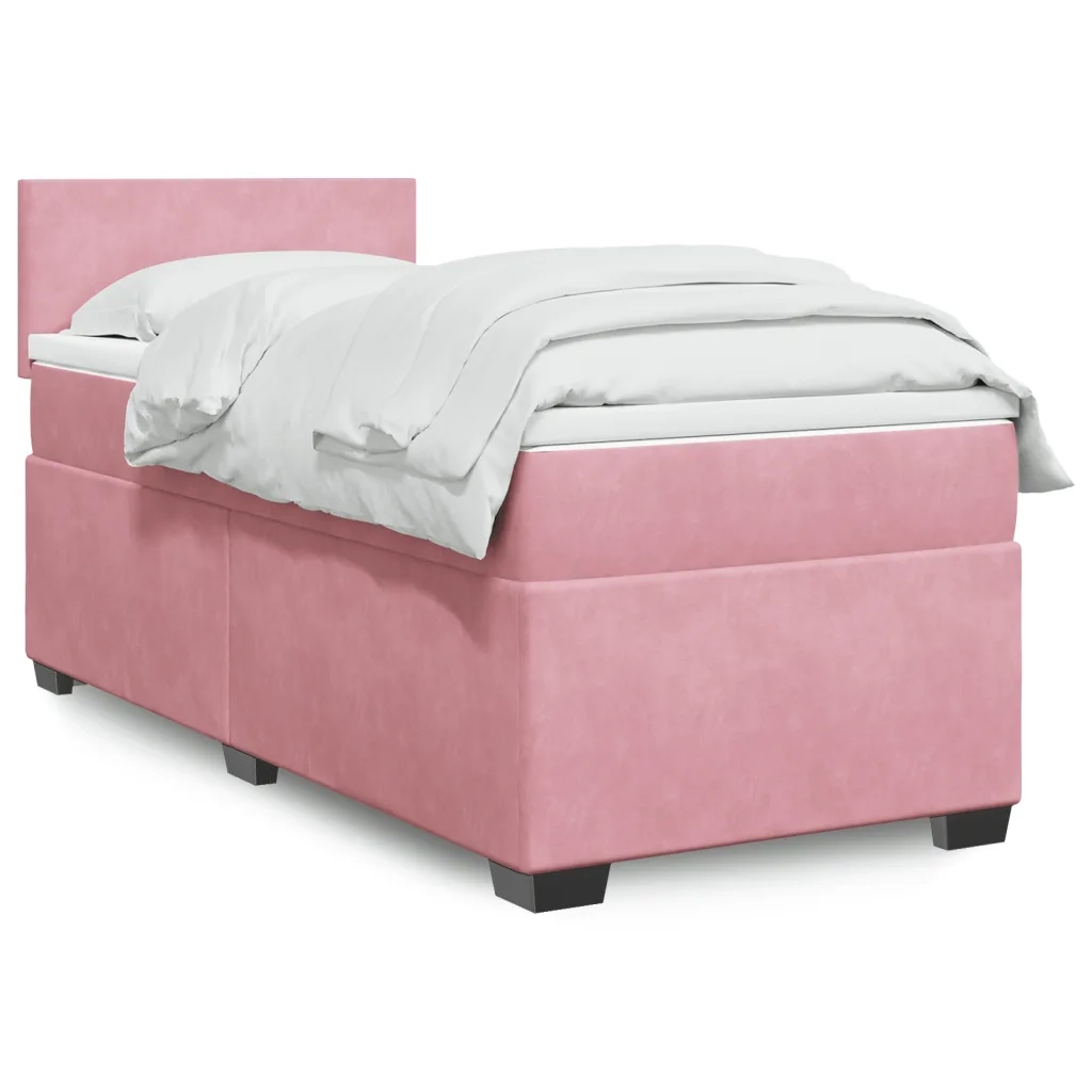 Giroletto a Molle con Materasso Rosa 80x200 cm in Velluto 3288461