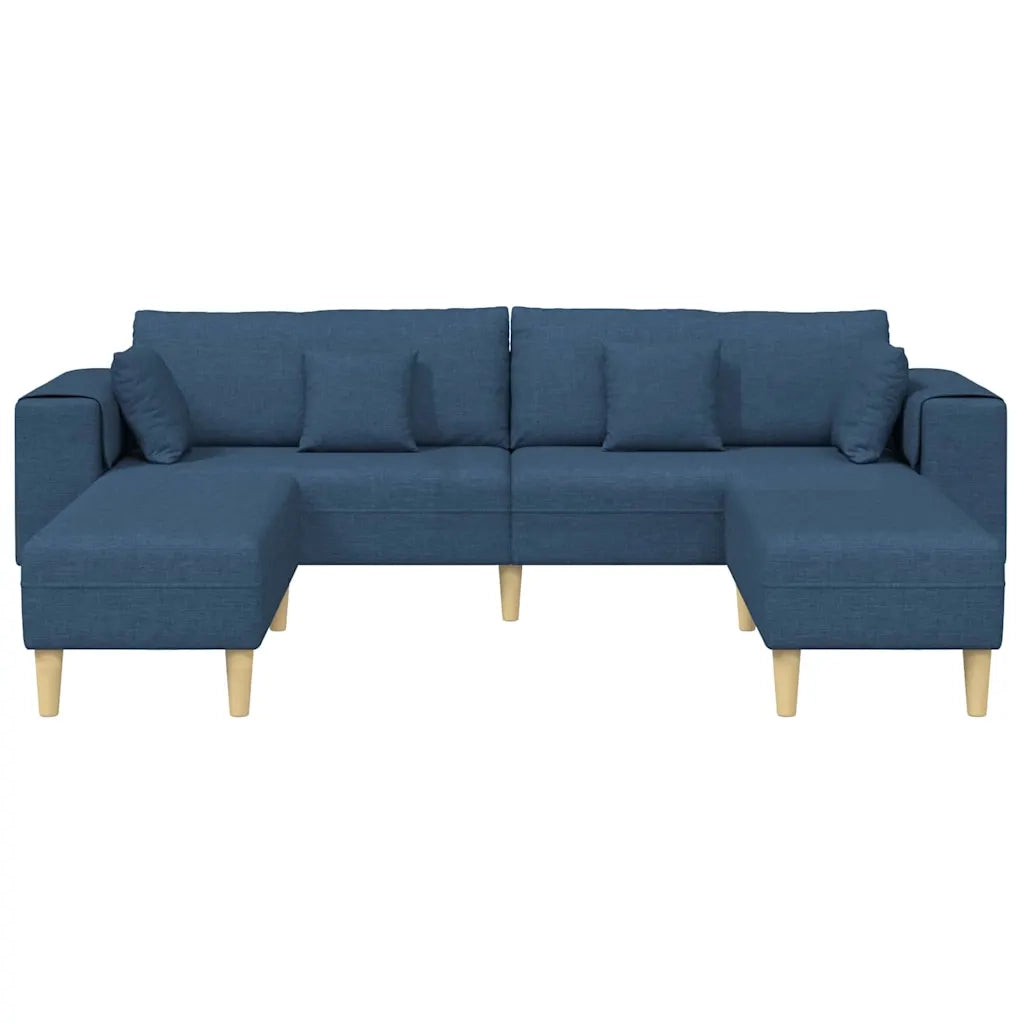 Divano in tessuto con cuscino 3 pcs Blu 208 cm Tessuto