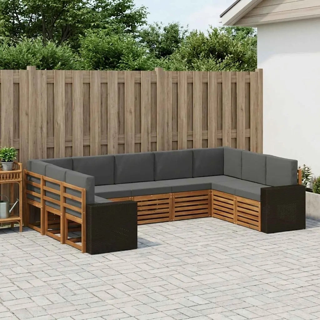 Set divano sezionale 9 pcs Naturale e Antracite Poliestere 3384843