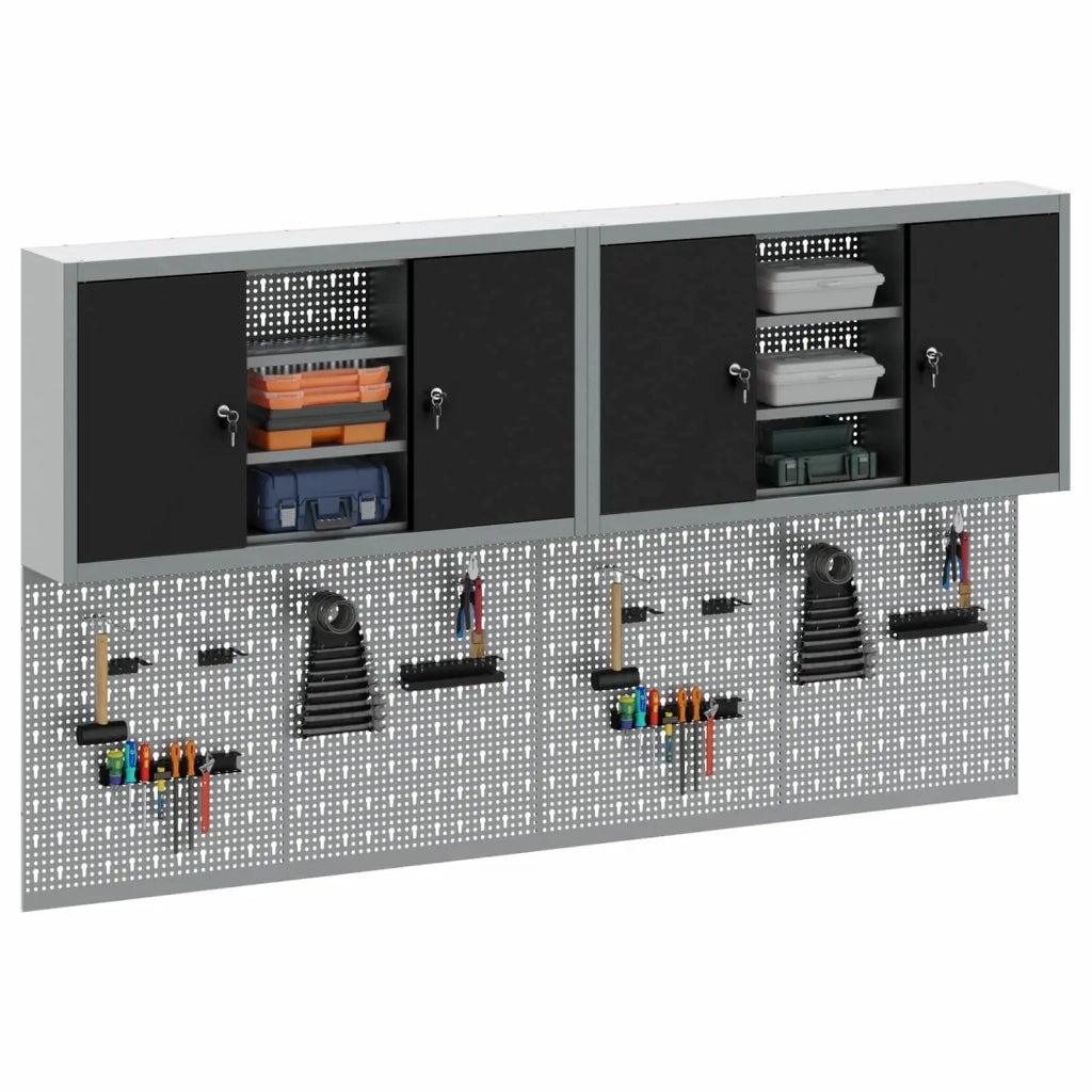 Set di armadi per attrezzi con lo scaffale 6 pcs Nero 3321408