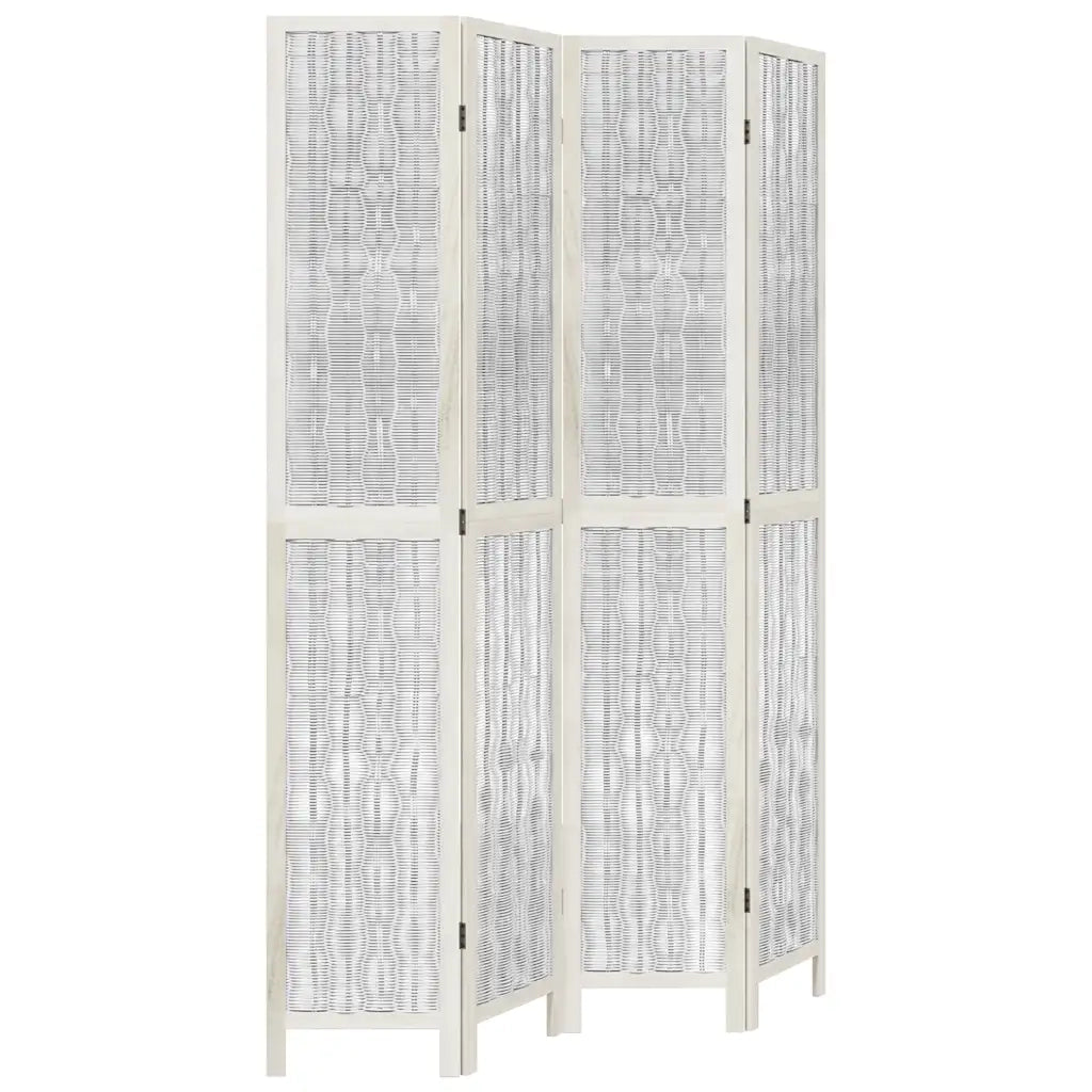 Divisorio Ambienti 4Pannelli Bianco Legno Massello di Paulownia
