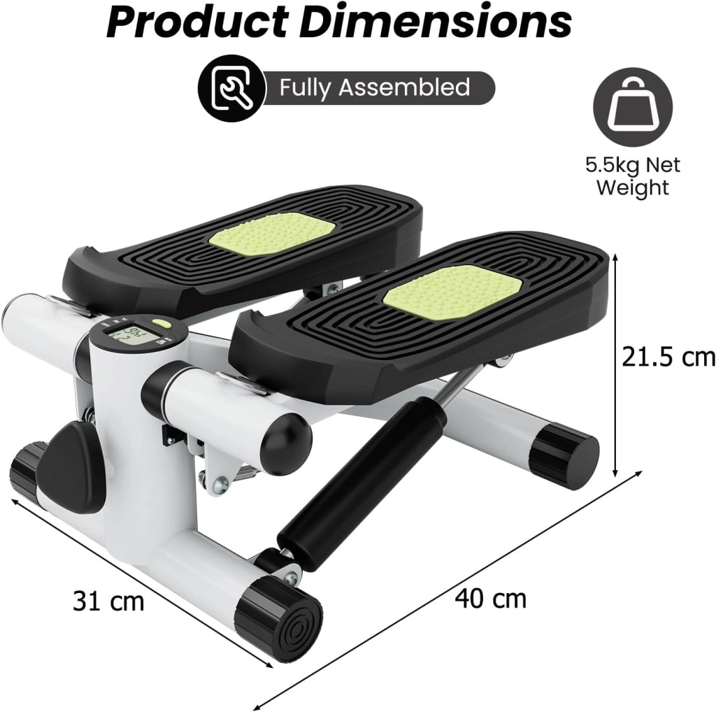 Mini Step Fitness Casa, Stepper Idraulico con Fasce di Resistenza, Altezza Regolabile, Schermo LCD, Pedali Antiscivolo, Attrezzatura Cardio per Allenamento Corpo, Esercizio