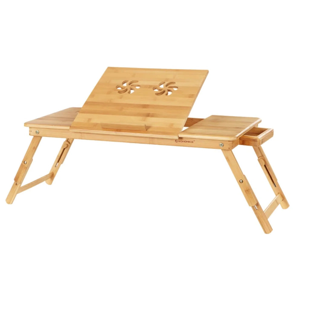 Tavolino da letto pieghevole piccolo tavolo per laptop in bambù per mancini e destrorsi vassoio regolabile in 5 posizioni 89 x 35 x 29 cm bambù 12_0007657