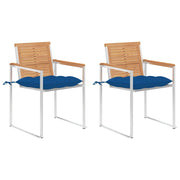 Sedie da Giardino 2 pz con Cuscini in Legno di Teak e Acciaio cod mxl 24299