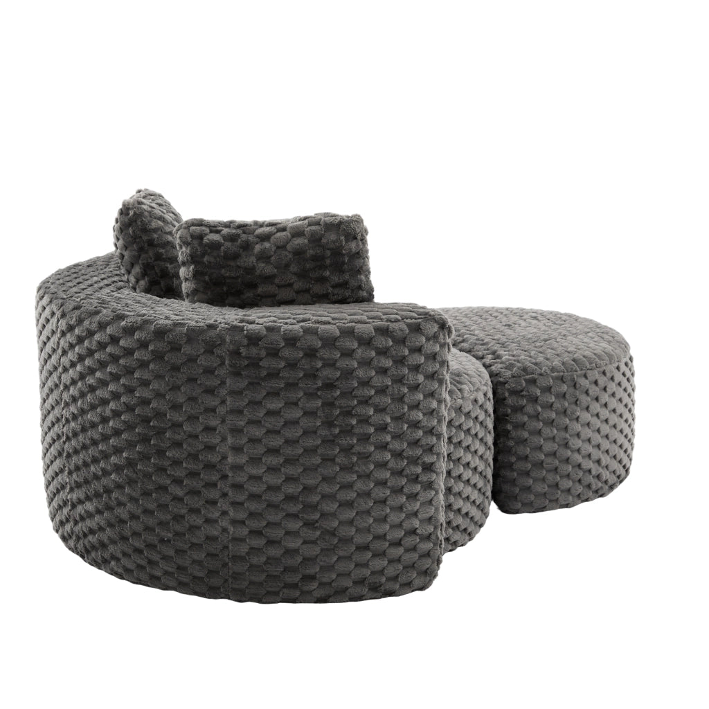 Poltrona con pouf; poltrona rotonda da relax; seduta ergonomica; in tessuto; grigio scuro 130 Ã— 115 Ã— 103 cm
