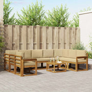 Set di divani da esterno con cuscino 10 pcs Naturale e Beige