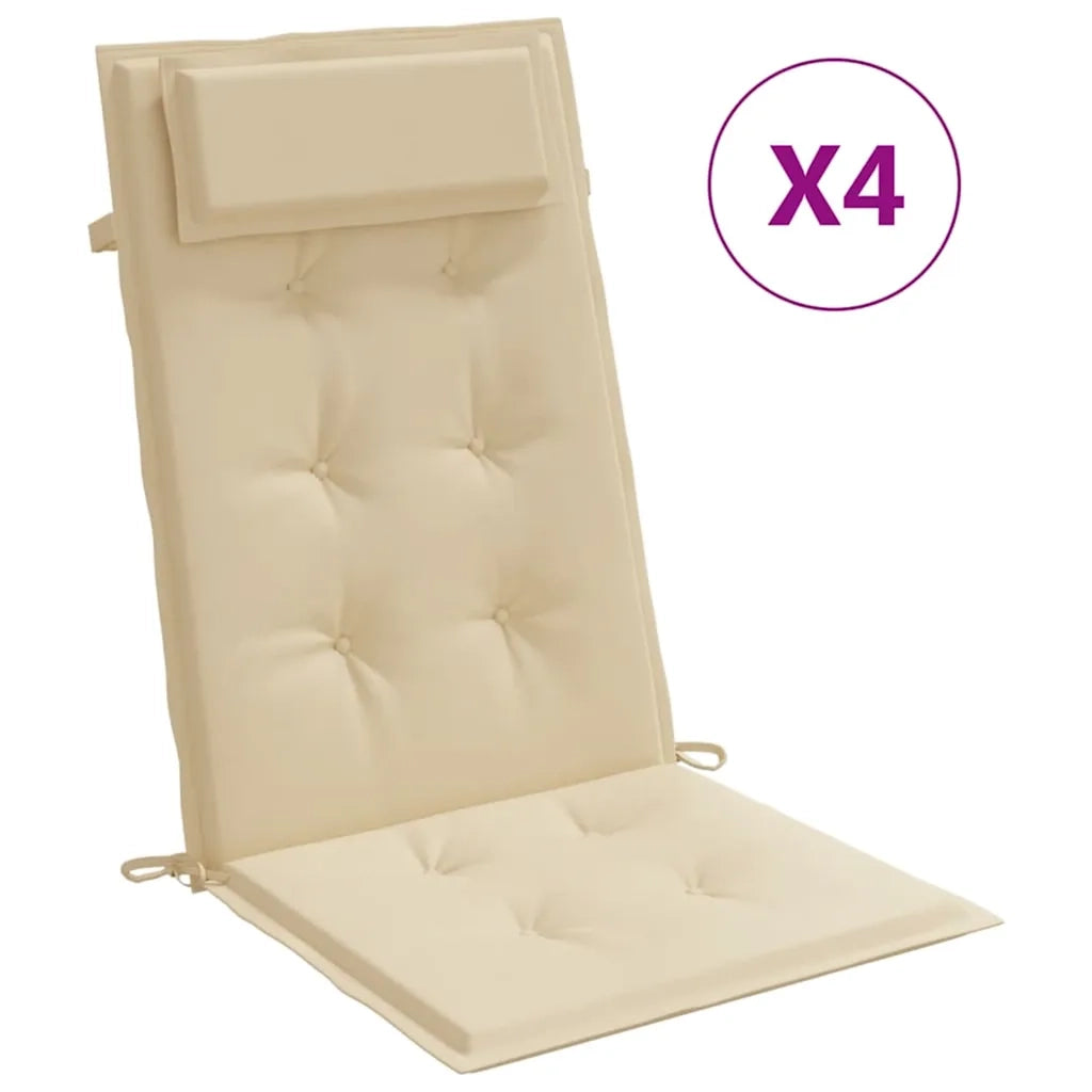 Cuscini per Sedia con Schienale Alto 4 pz Beige Tessuto Oxford 361884