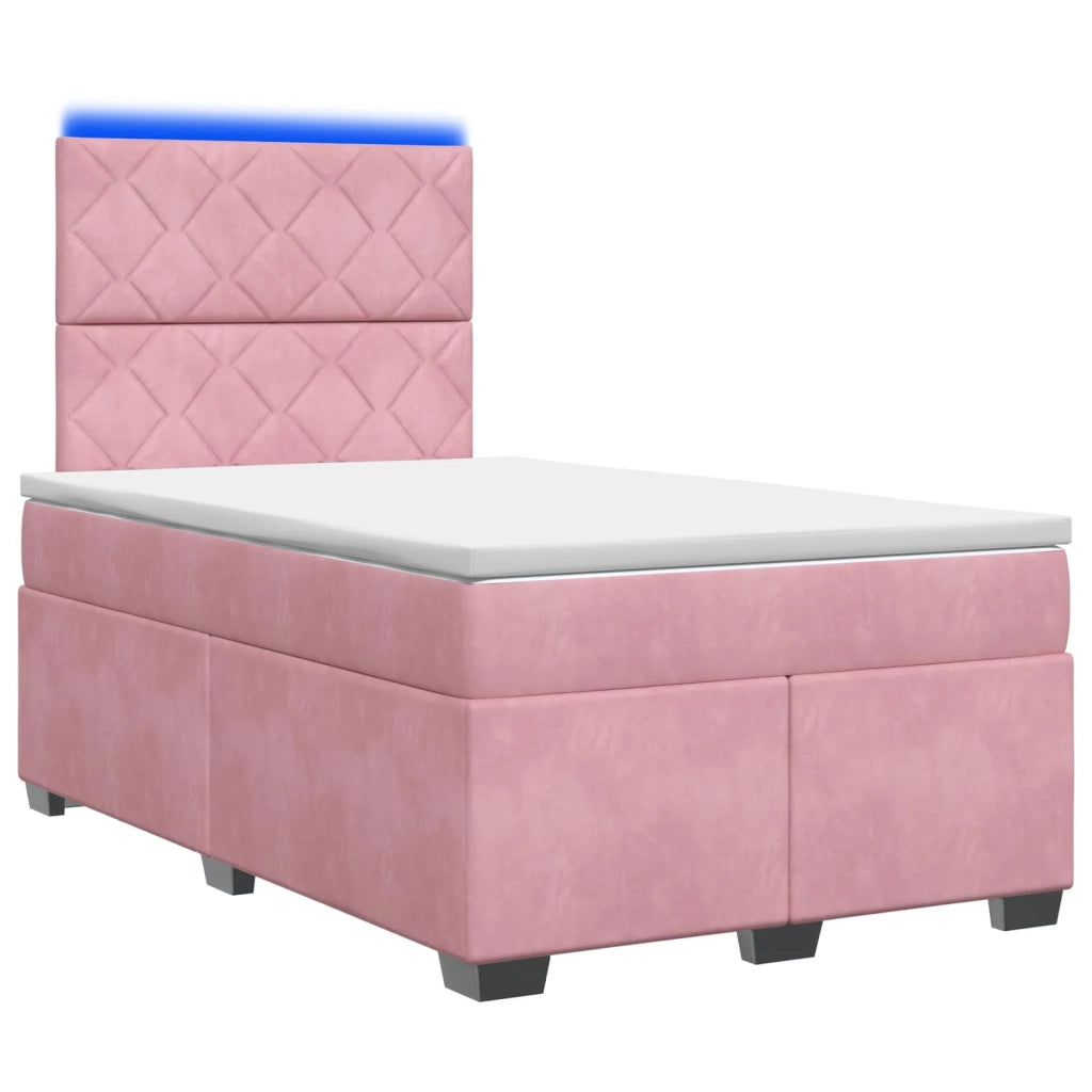 Letto box spring con materasso Rosa 120 x 200 cm Velluto 3455095