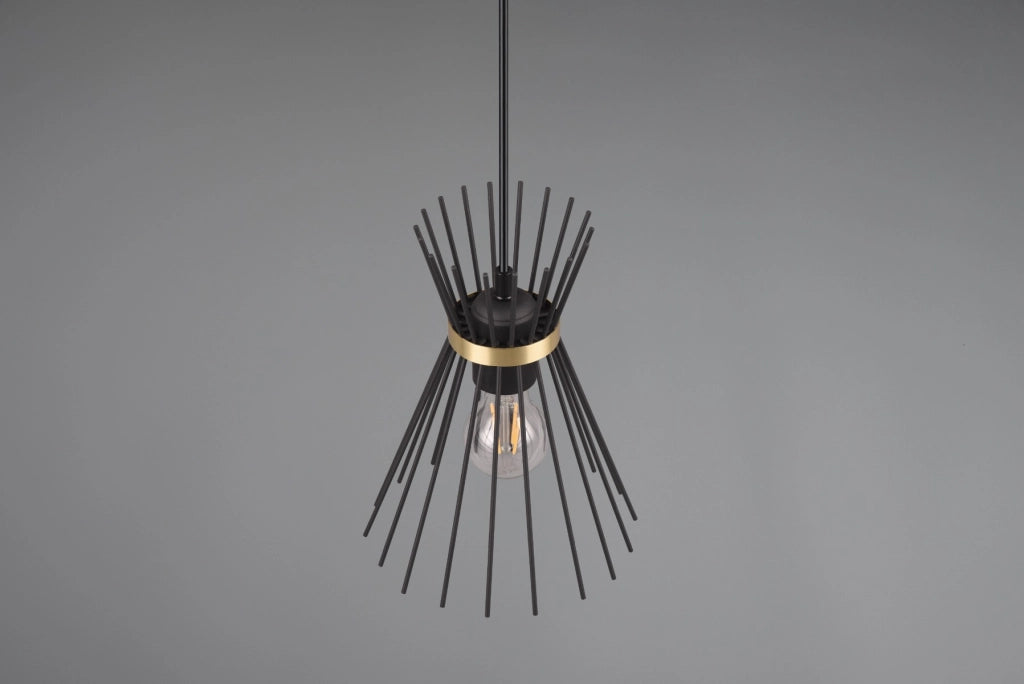 Lampada a sospensione ROD nera oro metallo E27 Ø20cm