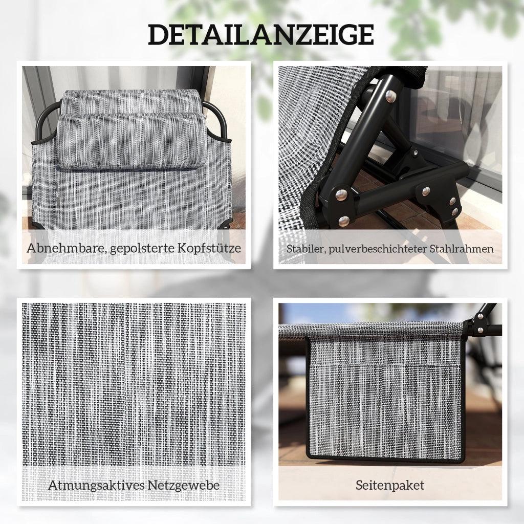 Lettino da giardino pieghevole con cuscino ¨C zephmum ¨C nero