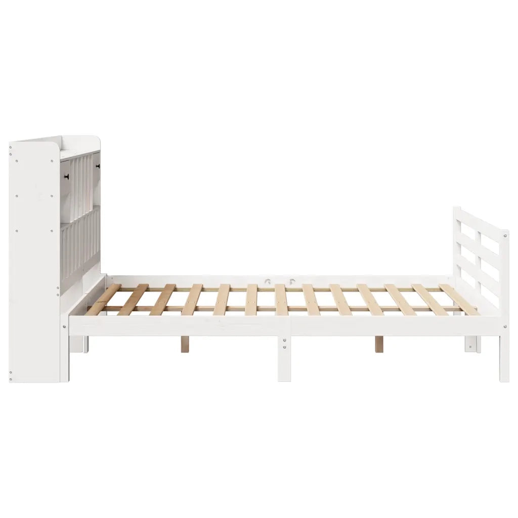 Letto Libreria senza Materasso Bianco 140x200 cm Legno di Pino 3321939