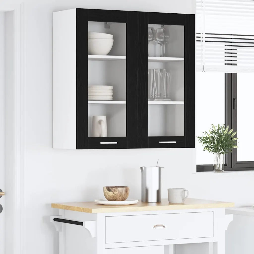 Armadio pensile con porta 2 pcs Rovere Nero 40 x 31 x 80 cm