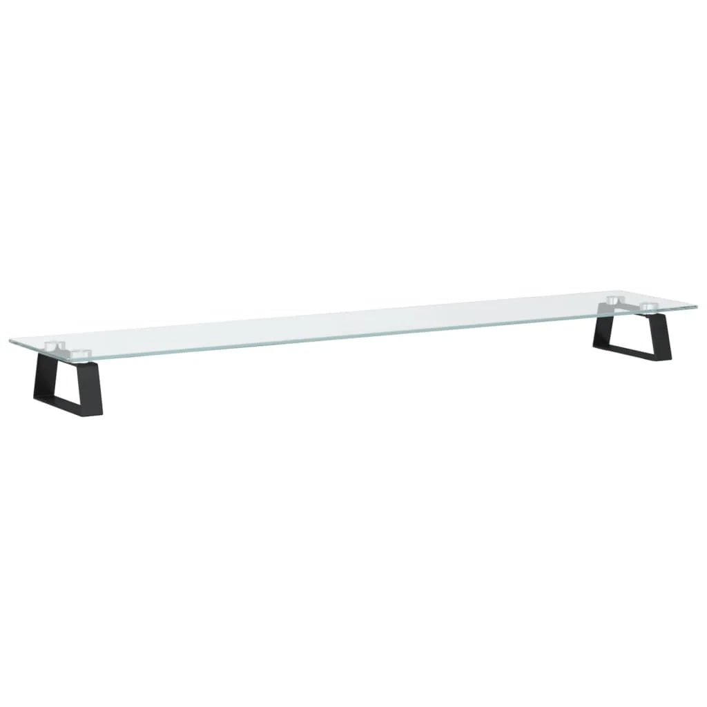 Supporto per monitor mobile da scrivania 100 x 20 x 8 cm vetro temperato e metallo nero 02_0044824