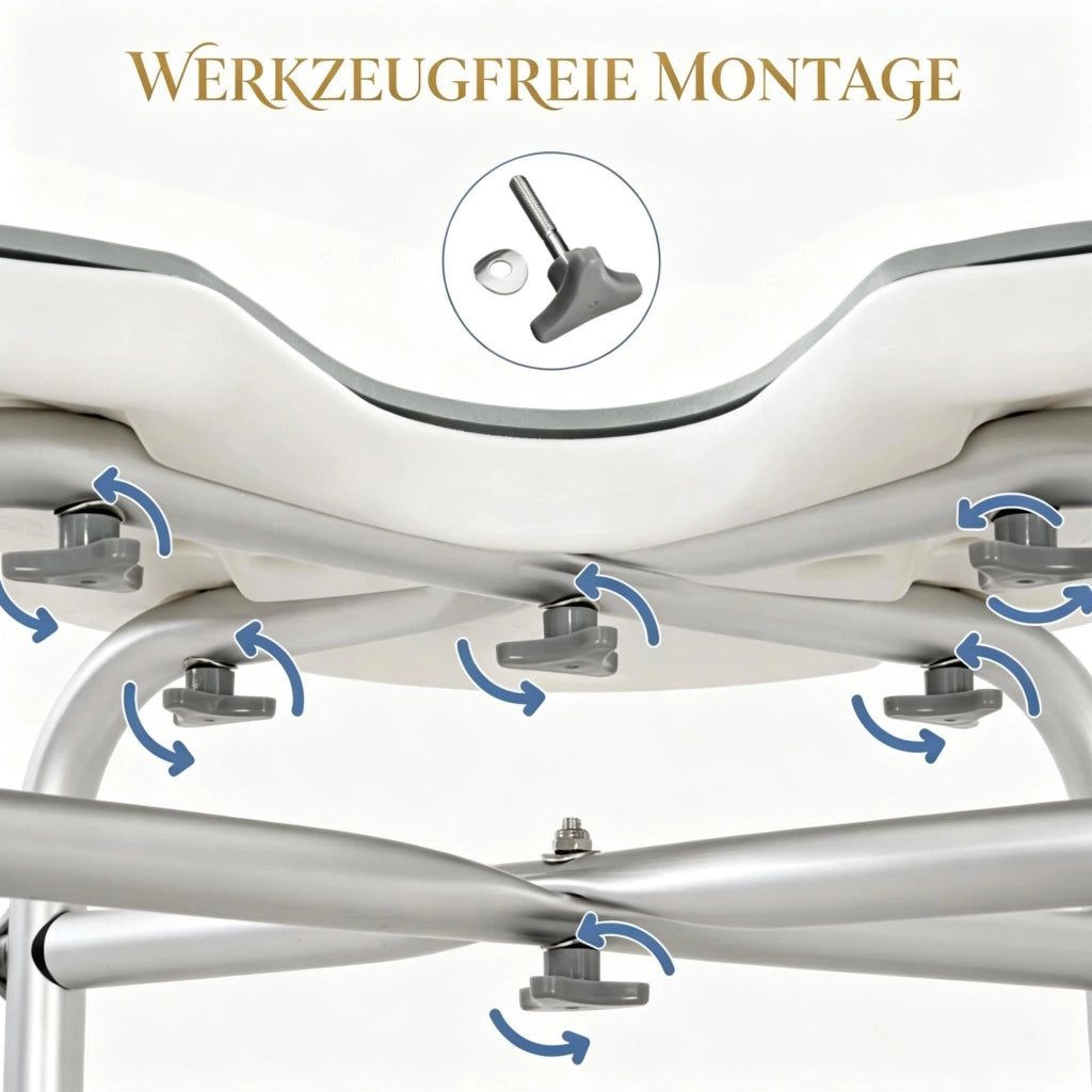Sgabello doccia regolabile in altezza 39–51,5 cm con ventose e maniglia, grigio