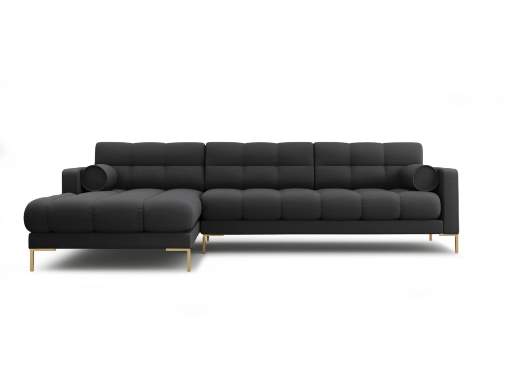 Cosmopolitan Design - Divano angolare sinistro "Bali" 5 posti in tessuto strutturato grigio scuro 