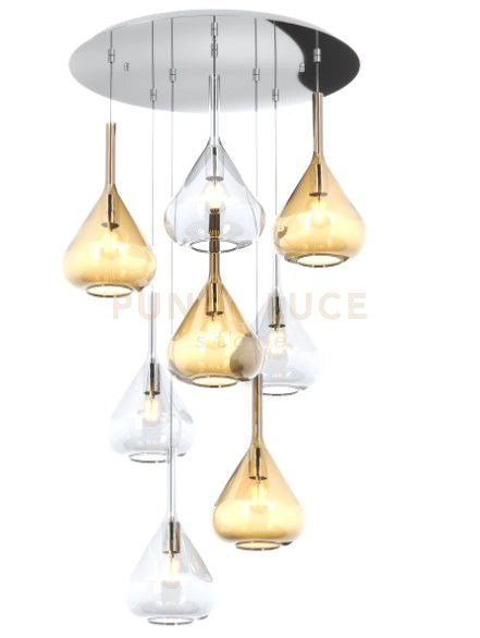 SOSPENSIONE CROMO 8 LUCI TONDA VETRI 4X TR + 4X AM 1177CR-S8 T-TA