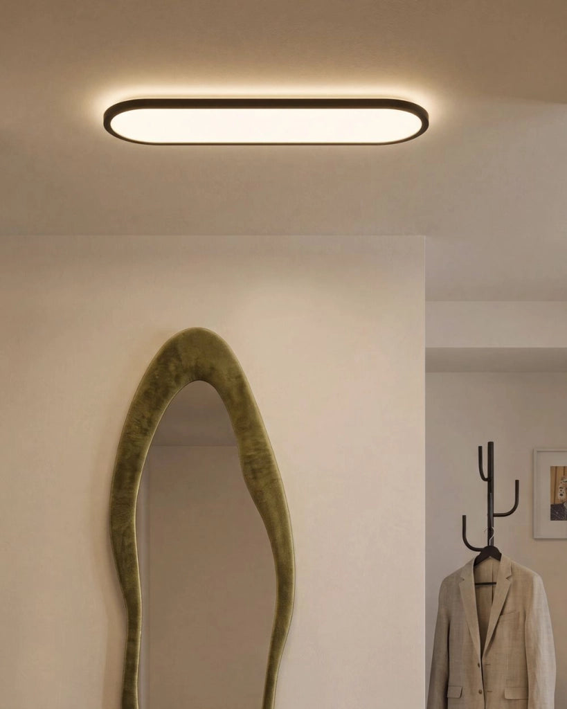 Plafoniera LED Ovale Nera in Materiale Sintetico con Telecomando, Lampada da Soffitto a Pannello Clarella