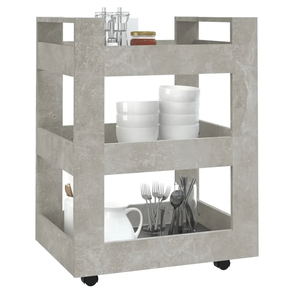 Carrello da Cucina Grigio cemento 60x45x80 cm Legno Multistrato 816820