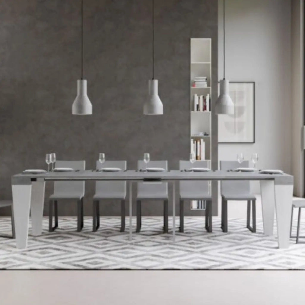 Consolle allungabile 90x40/300 cm Spimbo Mix piano cemento - struttura bianco frassino