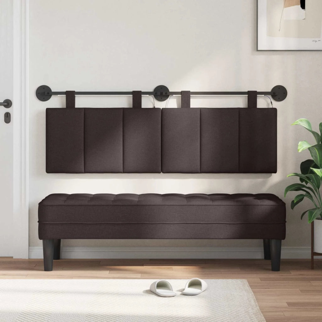 Testiera sospesa Con luce LED Marrone Scuro Tessuto